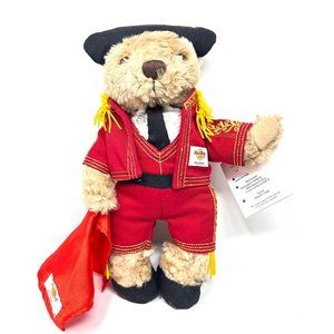 Hard Rock Cafe Madrid Herrington Teddy Bear Matador  10" Tall Tags Cape Red Gold
